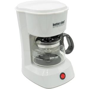 Better Chef Basic Coffee Maker | 4-Cup | Pause-N-Serve | Carafe Warmer | Reservoir Window (White)