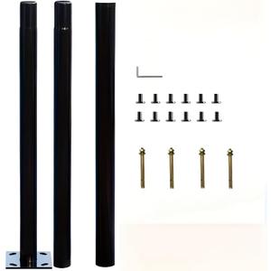Outdoor Lamp Post, 118 Inches, 3-Section Metal Pole, Black, with Mounting Hardware (only lamp Pole, not Included Lamps)