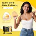 Double Sided Sticky Bra Push Up, Invisible Bra Pad Inserts for Large Breasts, Adhesive Bra for Bikini Swimsuit (Beige, Large) 
