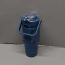 MUKOKO 32 oz Glass Tumbler with Straw,Glass Water Bottles with Time Marker,Iced Coffee Cup with Silicone Sleeve,Motivational Drinking Bottles,Leakproof-Steel Blue