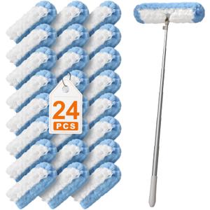 JOYMOOP 6 ft Extendable Duster Handle with 24 Heavy Refills, Compatible with Swiffer Duster Refills, Disposable Microfiber Dusting Pads for Home Cleaning, Ceiling, Fan, Window, Hard-to-Reach Areas