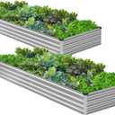 2PCS 6x3x1ft Galvanized Raised Garden Bed Kit,Metal Planter Box for Vegetables,Flowers,Herbs Durable Rust-Resistant Patio Gardening Beds,Silver
