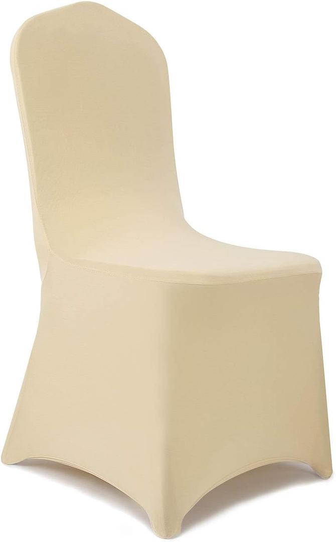Peomeise Stretch Spandex Chair Cover for Wedding Party Dining Banquet Event (Champagne, 25)