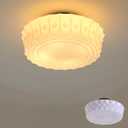 FCTWAKS Schoolhouse Ceiling Light Fixture, 13.8" Milk Glass Semi Flush Mount Mid Century Vintage Ceiling Light for Bedroom Hallway Kitchen, E26 Base Bulb Included, White