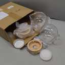 8 Pcs Christmas DIY Snow Globes Water Globe with LED Light Base Wooden Stand and Fake Snow Bulk 5'' Clear Plastic Snow Globe Kit Waterproof Screw Off Cap for Xmas Winter DIY Craft(Multicolor)