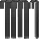 24 Pack J Hook Rebar Stakes 24 Inch 3/8 Inch Diameter Metal Stakes for Ground Heavy Duty with Chisel Point End Chain Link Fence Stakes for Swing Set, Gazebo and Bounce House, Black