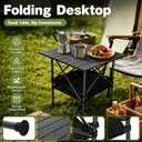 19.7"L x 20.9"W Folding Camping Table with Adjustable Height Black | 19.69-31.5 Adjustable Height Portable Table for Camping Outdoor Party