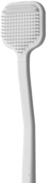 La dens Tongue Scraper – Dual Scraper & 120 Micro Brushes for Fresh Breath, Soft TPE, AntiGag Design (White)