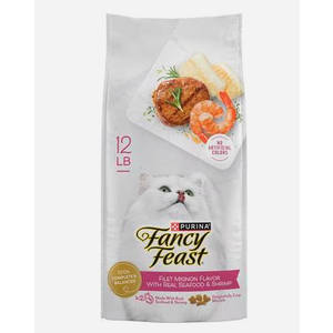Fancy Feast Gourmet Filet Mignon Flavor with Real Seafood & Shrimp Dry Cat Food, 12-lb bag, BBD 03/2027