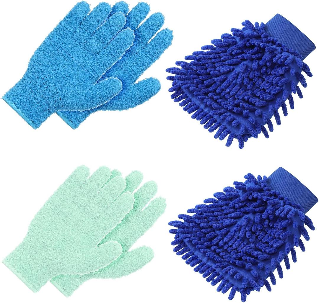 6 Pcs Microfiber Dusting Gloves, Plant Gloves Dusting Reusable Washable Plant Cleaning Glove for Plants, Cars, Blinds, Windows