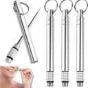 4pcs Portable Mini Titanium Toothpicks Holder,Stainless Steel Travel Toothpick,Reusable Pocket Metal Toothpick With Stainless Steel Toothpick Holder For Daily Use,Travel