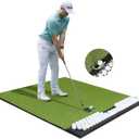 Integrated 5x4ft 26mm-31mm Golf Mat with Ball Tray, Thickening Golf Mats Practice Outdoor & Indoor Artificial Turf Matt with 3 Tees