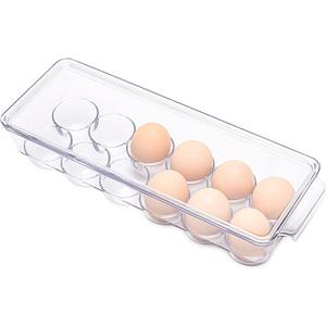 Ambergron 12 Eggs Holder for Refrigerator, Clear Egg Container for Fridge, Kitchen