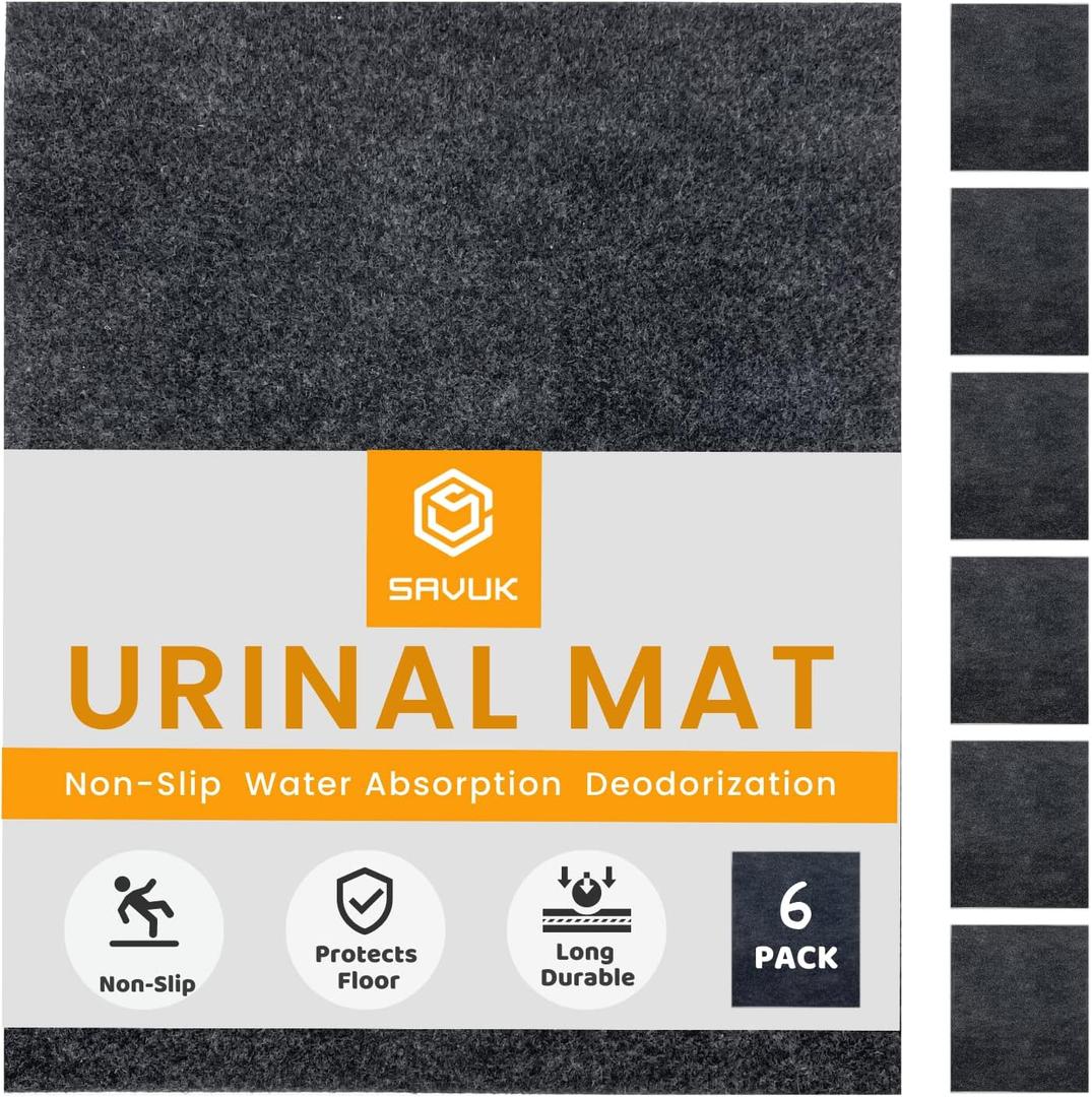 Urinal Mats Non-Slip Non-Adhesive Water Absroption Bathroom, Restaurant, Gym, Restroom Toilet floor Pad for Men and Women Rectangular Shaped Dark Gray Commercial Splash (6 PACK) Urinal Mats Non-Slip Non-Adhesive Water Absroption Bathroom, Restaurant, Gym, Restroom Toilet floor Pad for Men and Women Rectangular Shaped Dark Gray Commercial Splash (6 PACK)