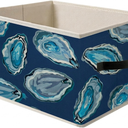 Blue Oyster Coastal Beach Storage Bins Box, Toybox for Boys Girls, Pastel Oyster Shell Ocean Foldable Baskets Organizer with Handles for Bedroom Bathroom Home Clothes Toys Books