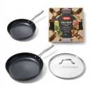 OXO Good Grips Non-Stick Enhanced Series 12-Inch Fry Pan Set, Hard Anodized Aluminum, PFAS-Free Ceramic Nonstick Coating, Dishwasher Safe & Metal Utensil Safe, 4pc
