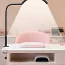 Professional Half Moon LED Desk Light for Nail Techs & Artists Flexible Gooseneck Lamp with Clamp, 3 Color Modes & 5 Brightness Levels for Manicure, Tattoo, Beauty Work