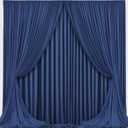 Navy Blue Backdrop Curtains - Wrinkle-Free Polyester Photography Drapes for Wedding, Baby Shower, Birthday, Graduation Party Decorations - 16 X 10FT (W4' x H10'(4 panels))
