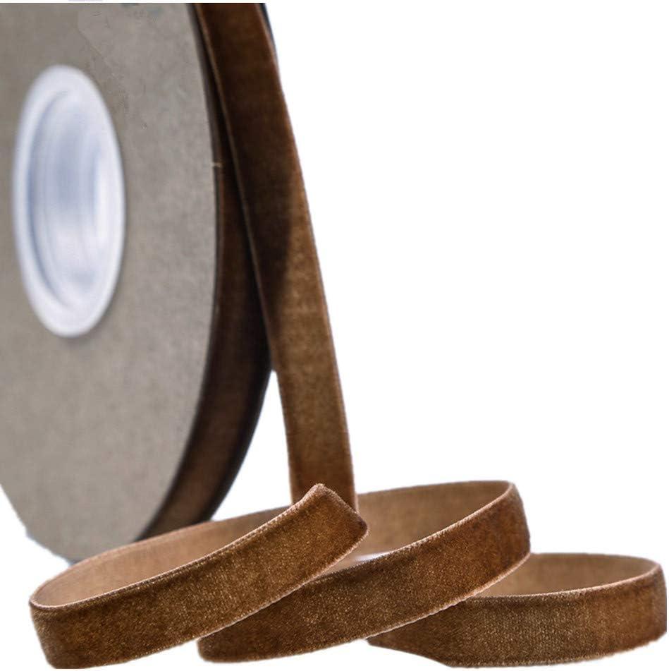 Ribbon for Crafts -Wholesale Bulk 20 Yard 3/8 5/8 1Inch Velvet Ribbon for Gift Package Wrapping Floral Design Hair Bow Clip Accessory Making Sewing Wedding Decor (Brown, 10mm)