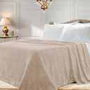 Superior Classic Solid Fleece Blanket, Thick, Cozy, Warm Blankets, Velvety Soft Plush Bedding and Sofa Throw, Cute Bedroom Decor, Fuzzy Cover, Medium Weight Comfort Essentials, King, Linen