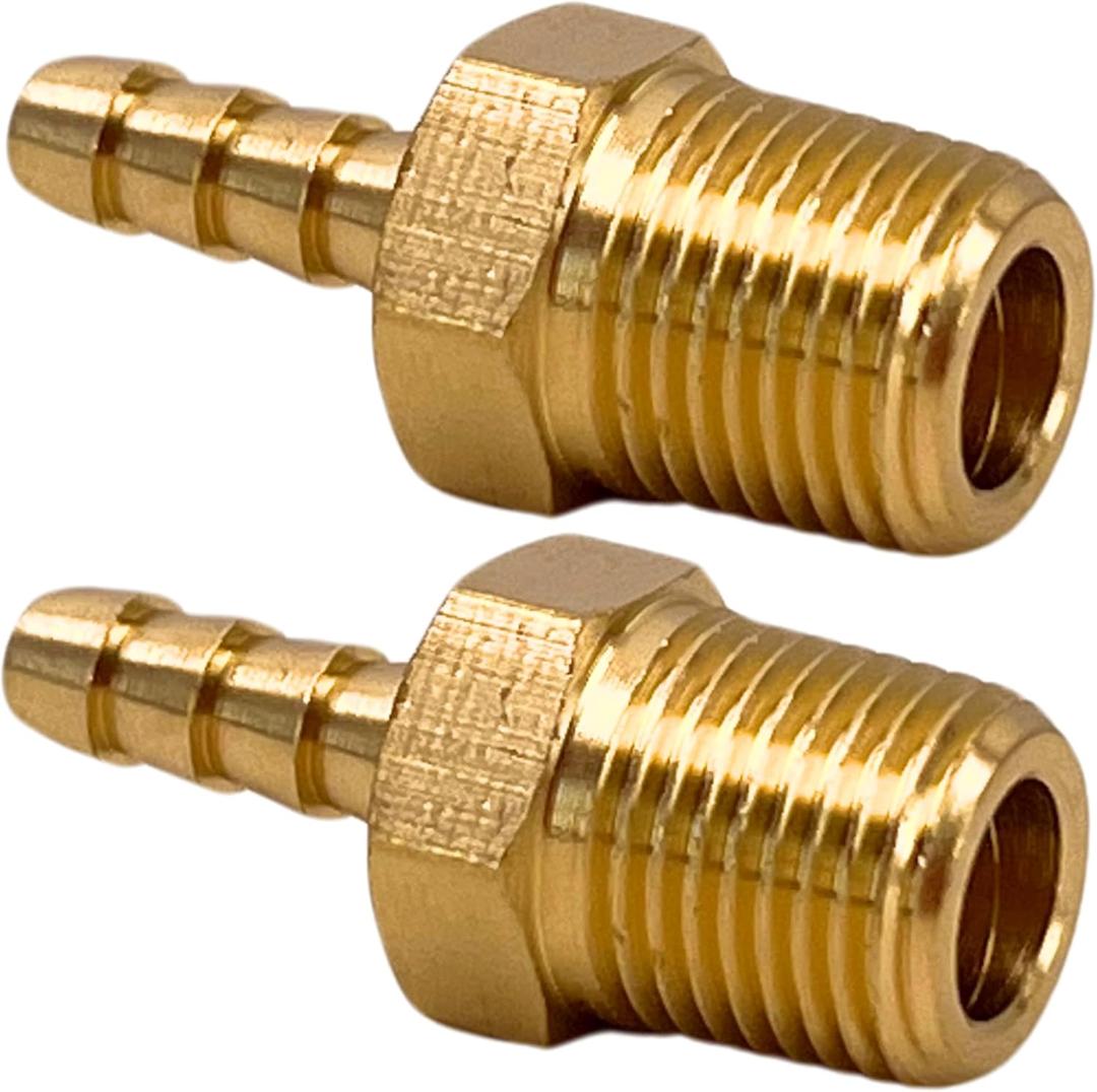 2pcs Brass Hose Fitting 1/8" Barb x 1/8" NPT Male Adapter Barbed by CX WONDERLAND