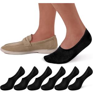 SIXDAYSOX No Show Socks Men 6 Pairs Thin Invisible Low Cut Non Slip Socks for Loafer Sneakers Size 10-13/13-15