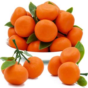Mini 5 Clusters Artificial Orange Fake Orange Simulation Mini Orange Plastic Fruits for Decoration Simulation Fruits Artificial Citrus Model Props for Wedding Home Party Kitchen Decor(15Pcs)