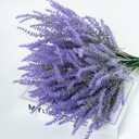 Ouddy Decor 24 Bundles Artificial Lavender Fake Flowers Faux Plastic Plants for Home Wedding Kitchen Garden Patio Window Box Office Table Centerpieces Indoor Outdoor Decor, Gray Purple