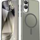 for Samsung Galaxy S25 Edge Case, Matte Magnetic Phone Case with 1 Screen Protector, Support for Magsafe, Translucent Frosted Shockproof Protective Cover for Samsung Galaxy S25 Edge, Titanium Gray