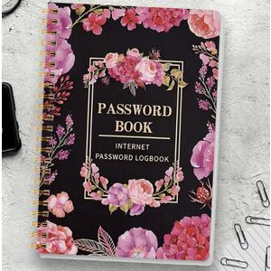 Stationery 65 Sheets A6 Password Book With Label Stickers Hard PVC Cover Notebook Pocket Password Keeper Office Supplies