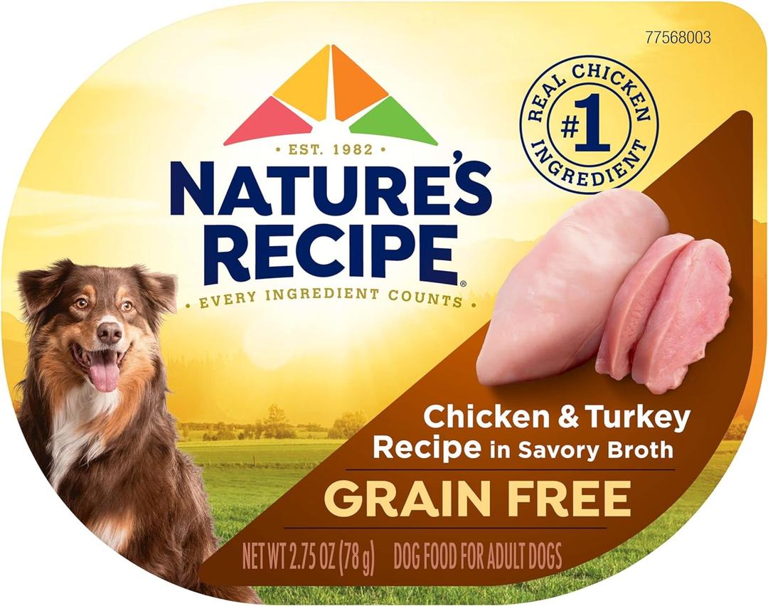 Nature's Recipe Grain Free Wet Dog Food, Chicken & Turkey Recipe, 2.75 Ounce Cup (Pack of 12)
