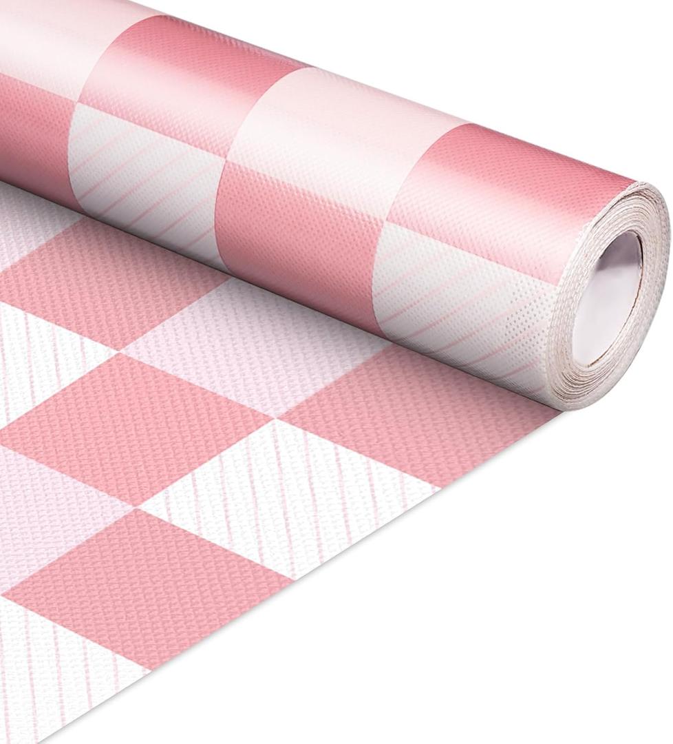 Inkspire Pink Checked Bulletin Board Paper Roll,14.8FTx47IN Large Reusable Waterproof Erasable Classroom Wall Background Backdrop Paper,Fade-Resistant Fabric Wrapping School Decors Teacher Supplies