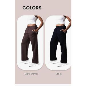 Common Stitch 2 Pack Sweatpants Women, Wide Leg Womens Sweatpants, Workout - Yoga Pants ( in Plus), S, Black+Brown