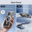 ESR for iPhone 15 Pro Case, Compatible with MagSafe, Military-Grade Protective Clear Case for iPhone 15 Pro,Built-in Stash Stand Phone Case, Scratch-Resistant Back Cover, Classic Series,Clear
