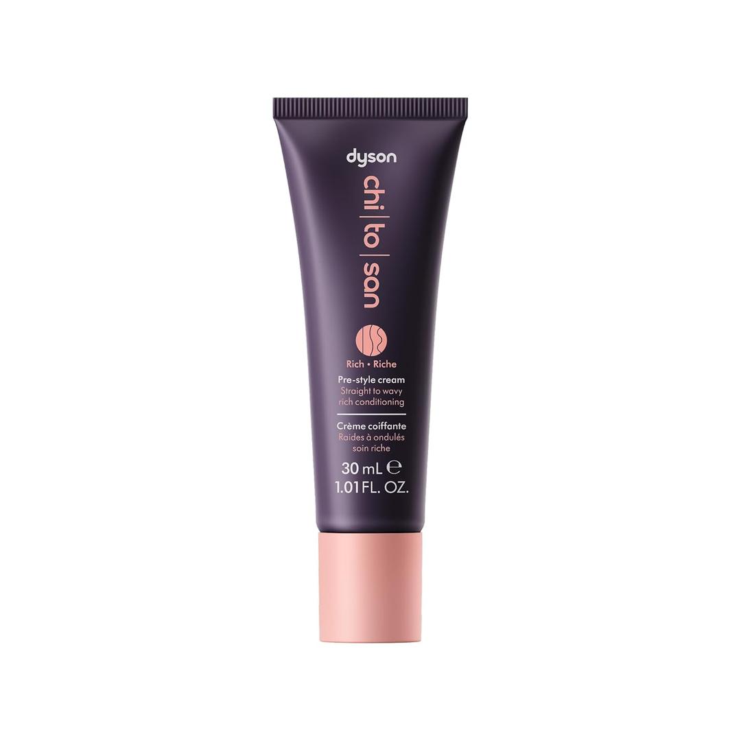Dyson Chitosan Pre-style cream travel mini, Straight to wavy, Rich conditioning, 30mL Dyson Chitosan Pre-style cream travel mini, Straight to wavy, Rich conditioning, 30mL