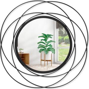 Black Circle Mirror Wall Decorative Metal Mirror Art Small Round Wall-Mounted Mirror Home Wall Decor for Bedroom Living Room Bathroom Entryway 16 x 16 (16"L x 16"W, Circle-black)