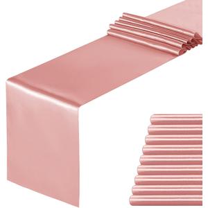 yourose 10 Pack Satin Table Runners 12 x 108 inch for Wedding Banquet Decoration, Bright Silk and Smooth Fabric Party Table Runner Rose Gold10 Pieces