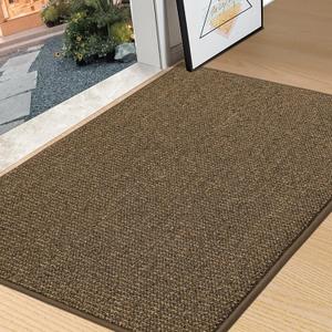 BEQHAUSE Dirt Trapper Door Mat 32" x 48", Non-Slip Washable Doormats Entrance Mat, Dirt Resistant and Absorbent Welcome Mat, Low Profile Floor Mats for Front Back Door and Entryway, Brown