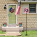 hogardeck 4th of July Wind Spinners Outdoor, Metal Wind Spinners with Stakes for Memorial Day Decorations, 360° Rotating Double Layers Windmill Yard Art for Outside Lawn Porch, Red White Blue
