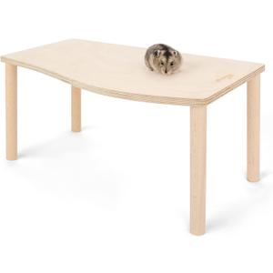 Niteangel Hamster Play Wooden Platform for Food Bowl Drinking Bottle and Other cage Accessories (Wave - 7" Height)