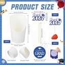 50 Set 2026 Graduation Charcuterie Cups, 14 oz Disposable French Fries Snack Appetizer Cup with Congrats Grad Stickers Class of 2026 Signs for Graduation Party Supplies(Blue, White)