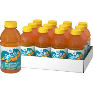 V8 Splash Mango Peach Flavored Juice Beverage, 16 fl oz Bottle (12 Pack), BBD 10/29/2026
