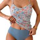 Eomenie Tankini Swimsuits for Women Two Piece Tummy Control Bathing Suit Slimming Modest Swimwear with High Waisted Bottom S