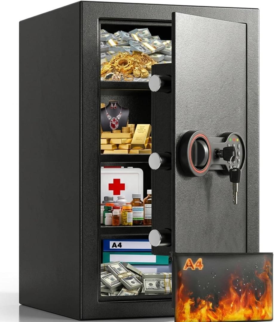 [5.0 Cub] Large Safe Box with Fireproof Bag for Home Use, 23.6" Tall Safe