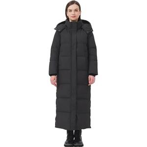 ANYIELIEMO Women's Extra Long Thickened Down Jacket with Thermal Lining,Full Length Winter Puffer Down Coat with Hem Slit 3XL