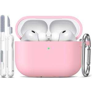 for AirPods Pro 3 Case 2025, Military Grade Soft Silicone Shock-Absorbing for AirPods Pro 3rd Generation (USB-C Cable) with Lanyard and Cleaning Kit,Front LED Visible, Pink
