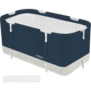 Portable Foldable Bathtub,Soaking Standing Bath Tub for Shower Stall, Easy to Assemble Collapsible Bathtub, Suitable for Travel, Camping and Outdoor Activities (Relax, 45inch)