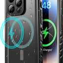 SPORTLINK for iPhone 14 Pro Case Waterproof - Buit in Screen Protector [Compatible with MagSafe][IP68 Underwater][6.6FT Military Dropproof][Dustproof] Full Body Shockproof Phone Case 6.1" (Black-Magnetic)