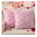 Valentines Pillow Covers 18x18 Inch Set of 2, Valentines Day Decorations Pink Soft Plush Faux Fur Jacquard Heart Throw Pillow Covers for Couch Sofa Home Office Living Room Bedroom Decor (Pink)