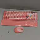 Wireless Keyboard and Mouse Combo, Typewriter Keyboard with Magnetic Wrist Rest, Full-Size Retro Round Keycaps, Smart-Sleep, 2.4GHz Stable Connection for Mac/Windows/PC, Trueque (Blush Pink)